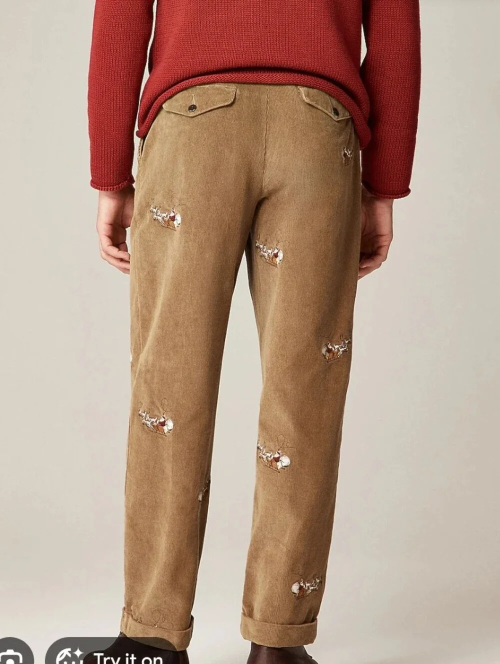 J Crew Relaxed-fit corduroy pant with Santa embroidery CO460 Size 32 NWT